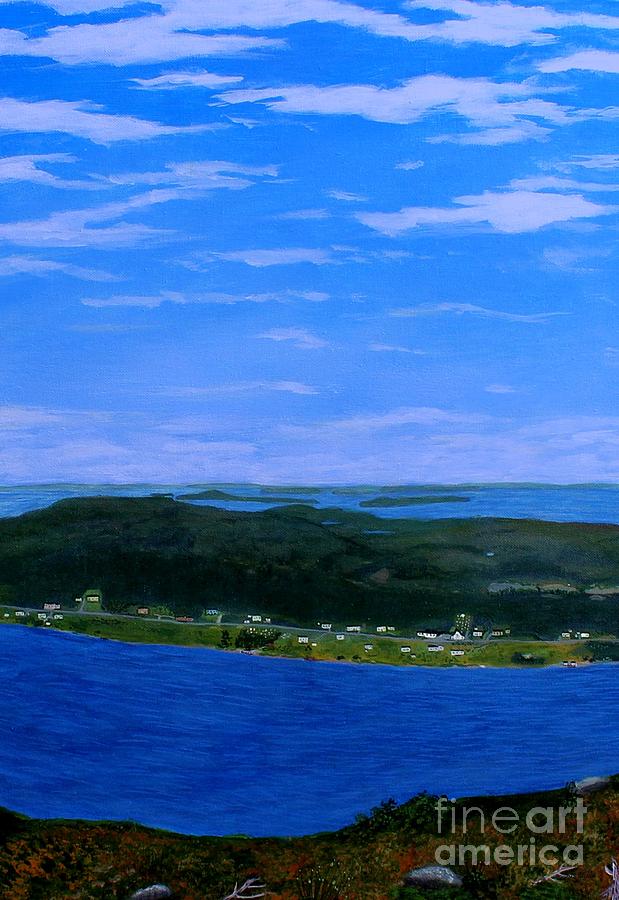 View from Sugarloaf Hill Ship Harbour Center Painting by Barbara A Griffin