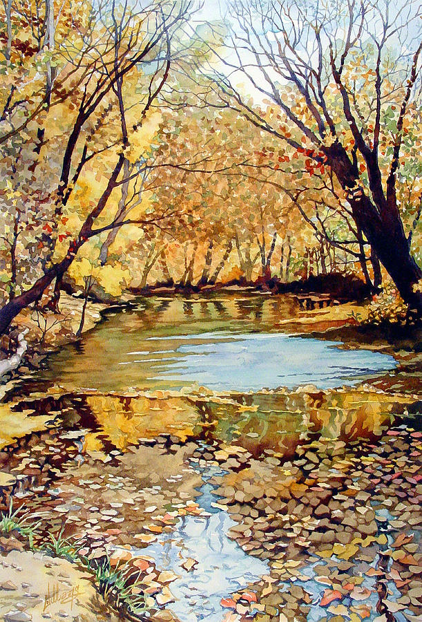View from the covered bridge Painting by Mick Williams