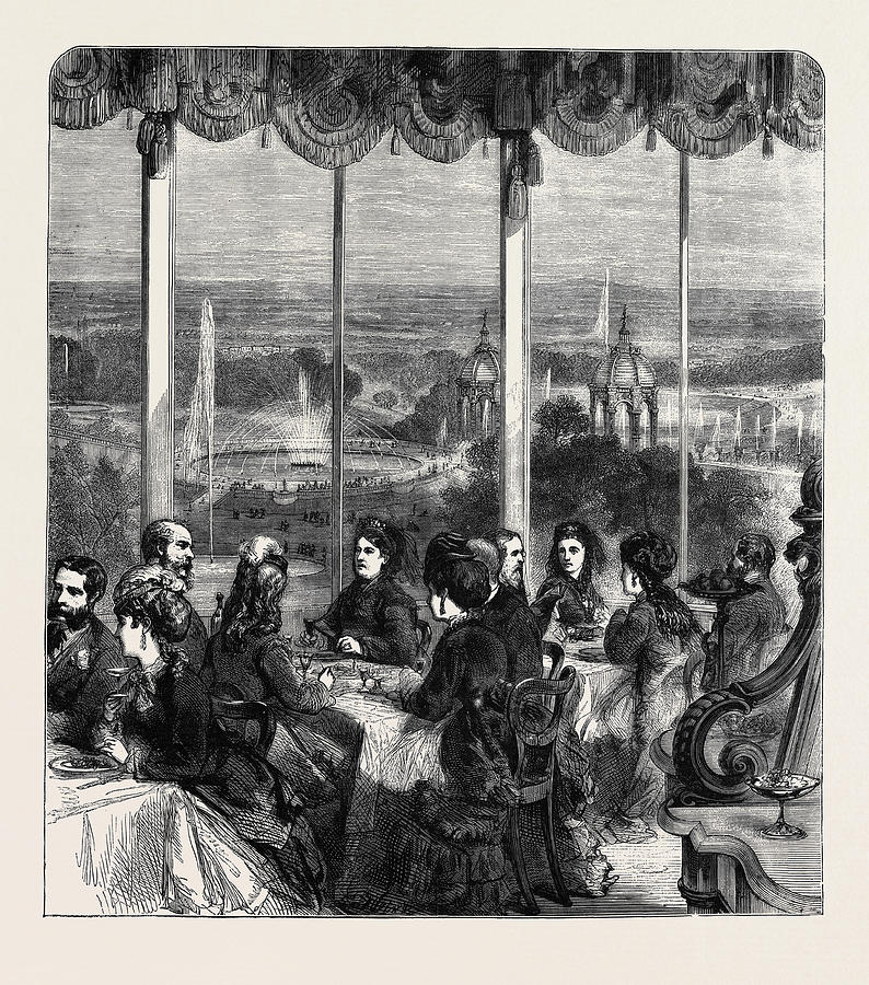 Architecture Drawing - View From The Crystal Palace Grand Saloon Summer Dining Room by English School