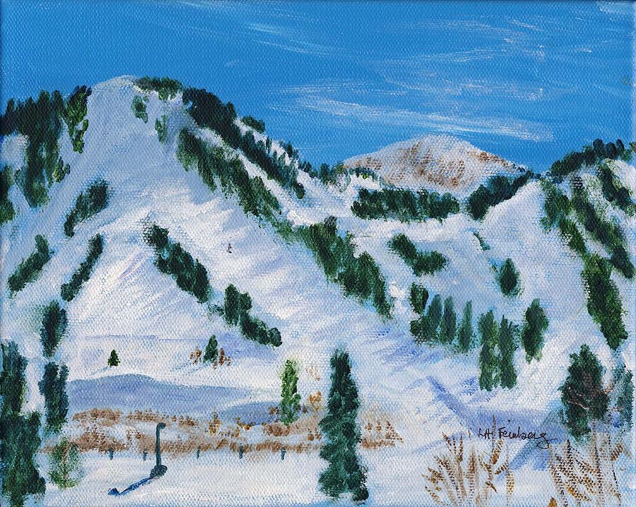 View from the lodge at Alta Painting by Linda Feinberg