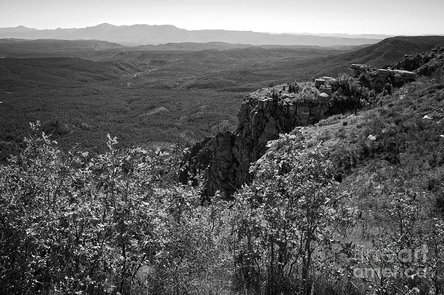 View from the Mogollon Rim in Black and White Photograph by Lee Craig