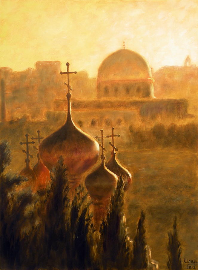 View from the Mount of Olives Jerusalem Painting by Uma Krishnamoorthy