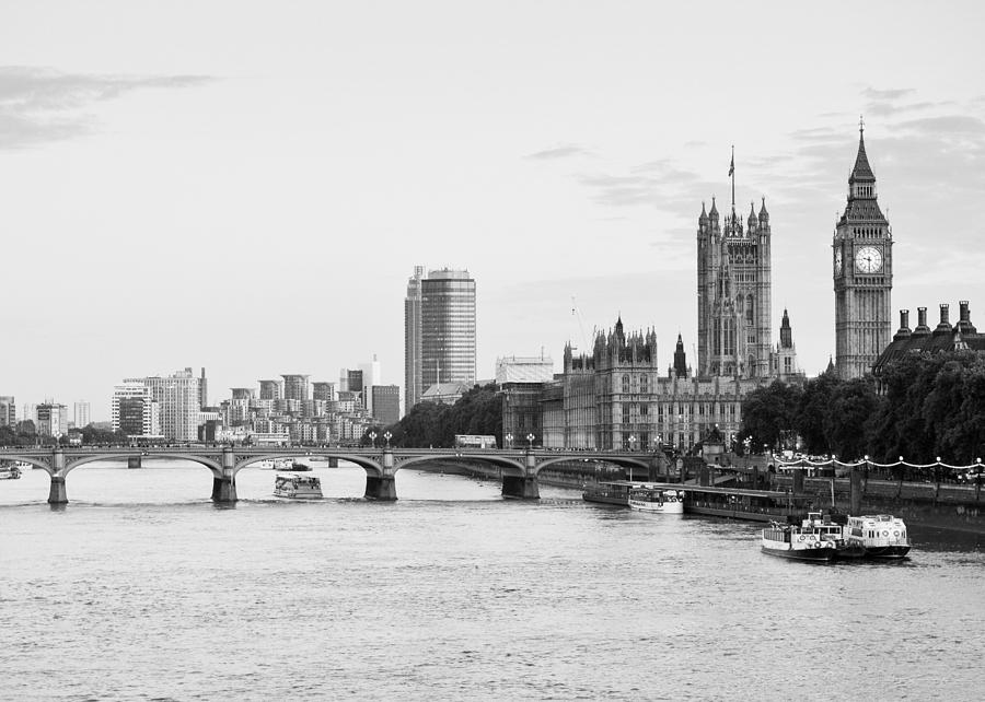 View From The Thames In Black And White 2 Photograph
