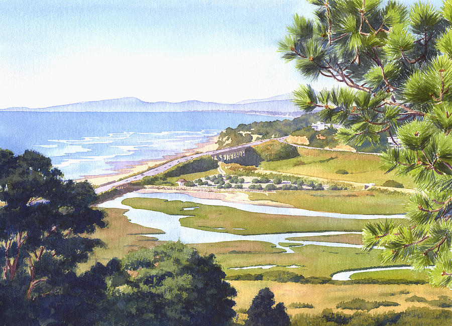 View from Torrey Pines Del Mar Painting by Mary Helmreich