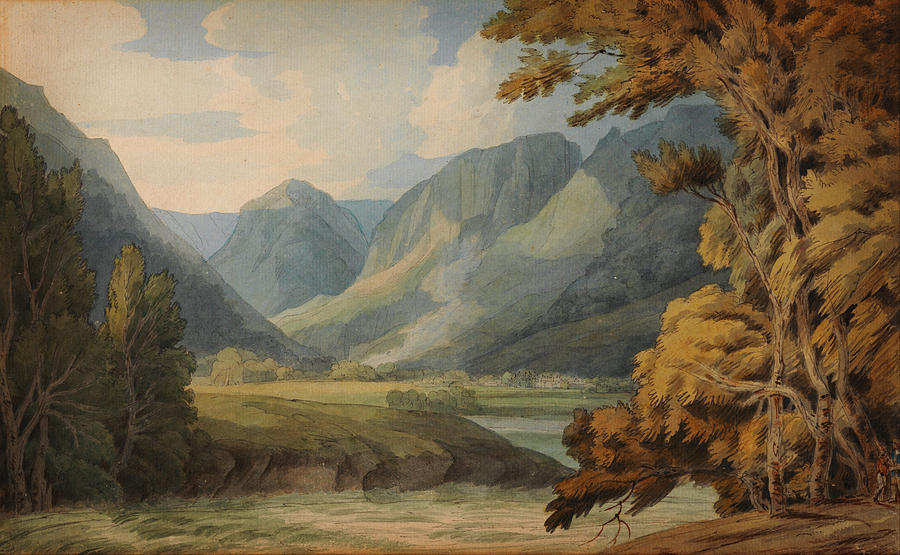 Nature Painting - View in Borrowdale of Eagle Crag and Rosthwaite by Celestial Images