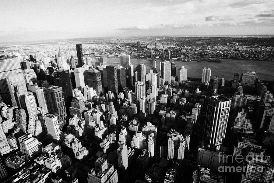 Winter Photograph - View North East Of Manhattan Queens East River From Empire State Building by Joe Fox