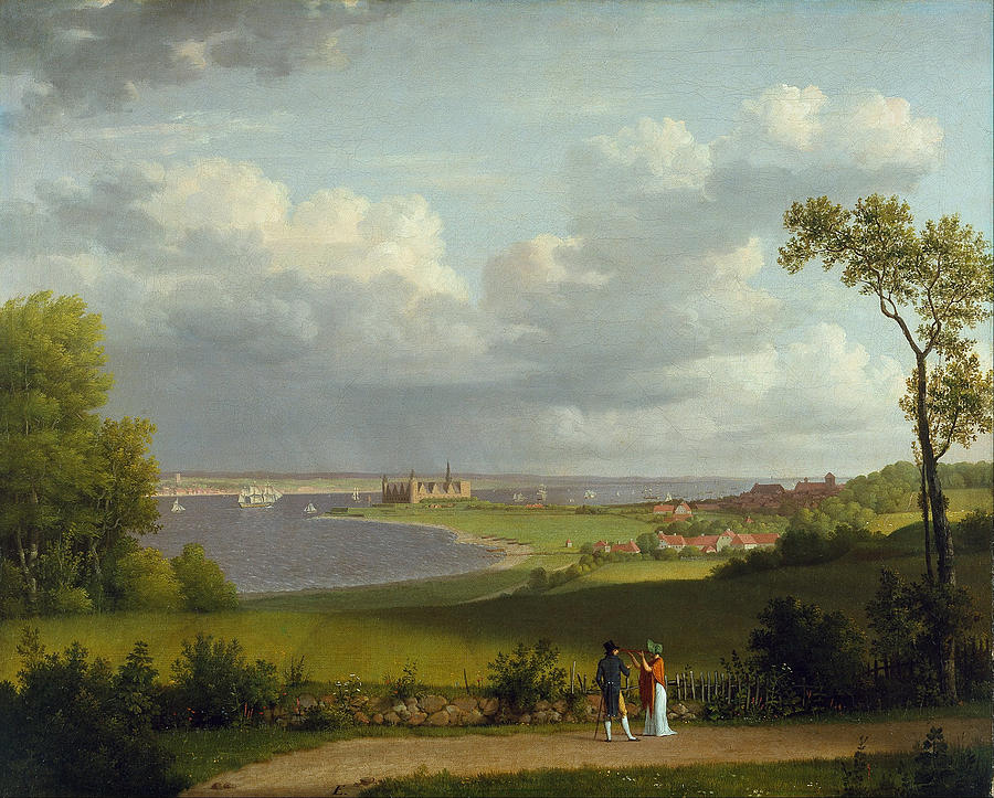 View north of Kronborg Castle Painting by Christoffer Wilhelm Eckersberg
