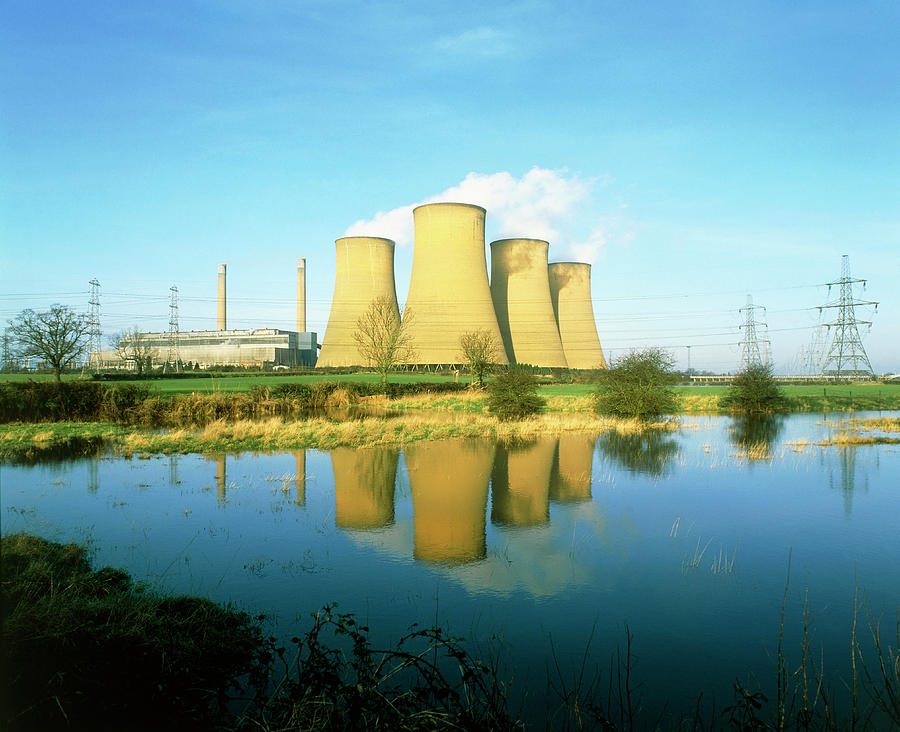 View Of A Power Station Reflected In Flooded Field Photograph by Martin Bond/science Photo Library