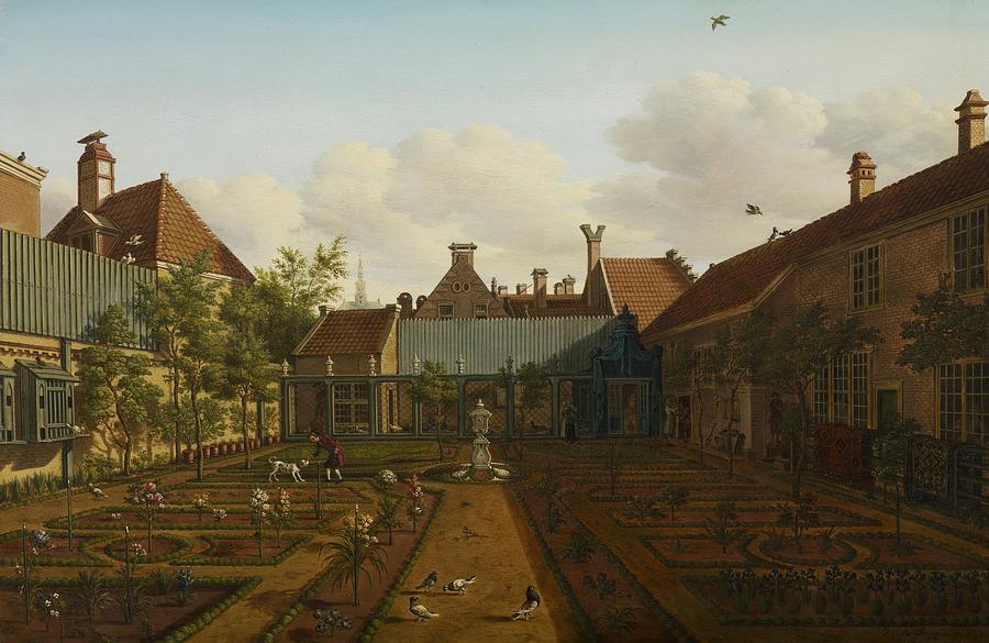 Garden Painting - View of a town house garden in The Hague by Paulus Constantin La Fargue