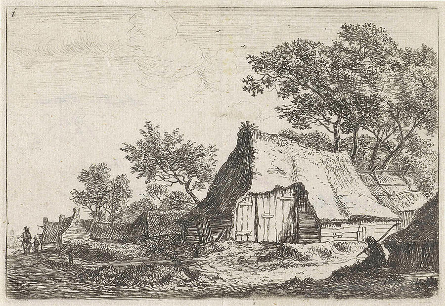 Farm Drawing - View Of A Village With Walkers, Anthonie Waterloo by Anthonie Waterloo