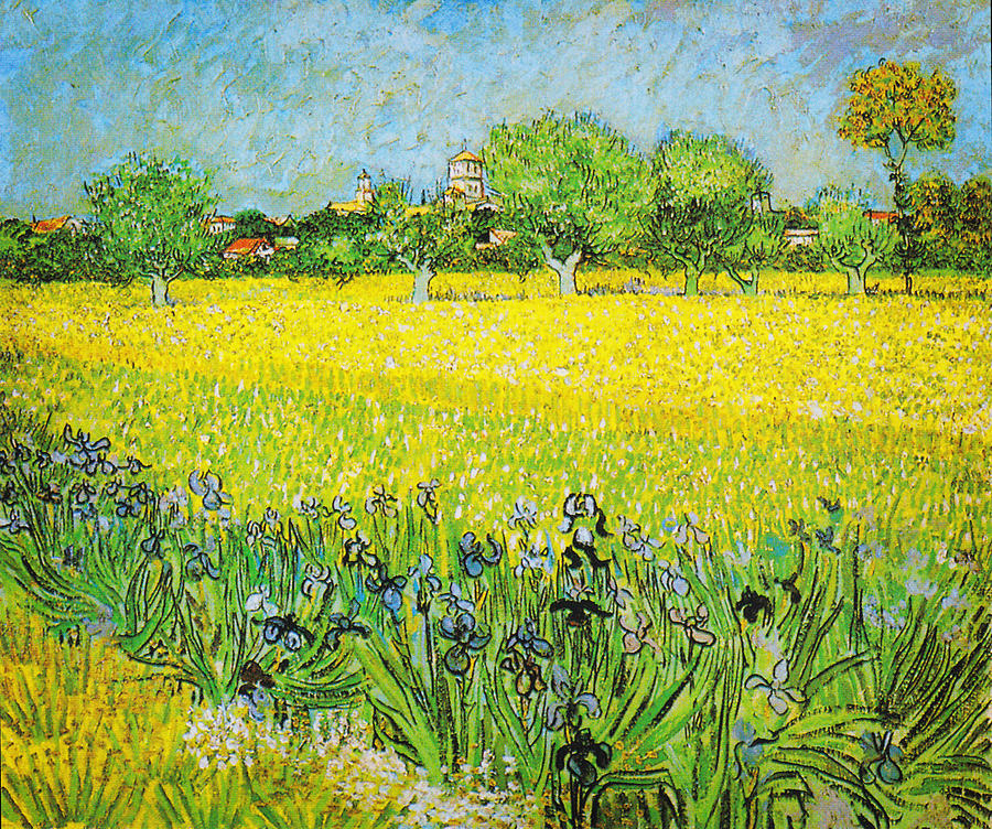 View of Arles with Irises Painting by Celestial Images