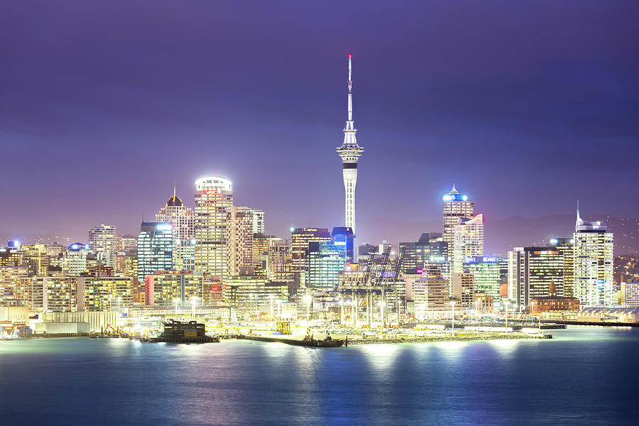 View Of Auckland City And Cbd At Dusk Photograph by Matteo Colombo