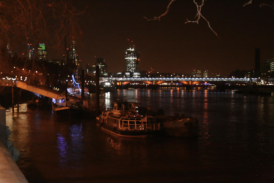 Boats On Thames River - London Photograph by Doc Braham