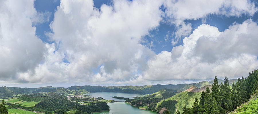 Nature Photograph - View Of Clouds Over The Lake, Lagoa by Panoramic Images