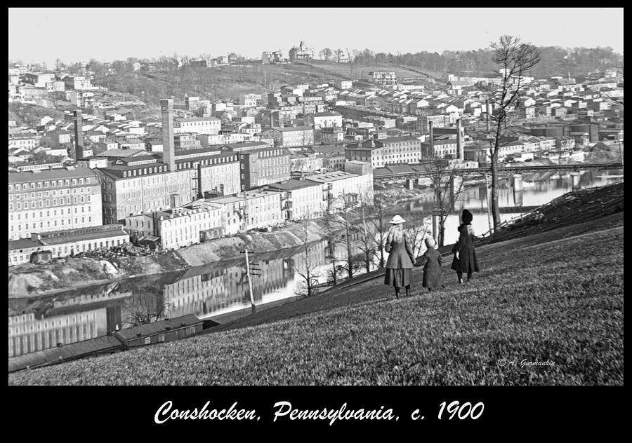 Black And White Photograph - View of Conshohocken Pennsylvania c. 1900 by A Macarthur Gurmankin