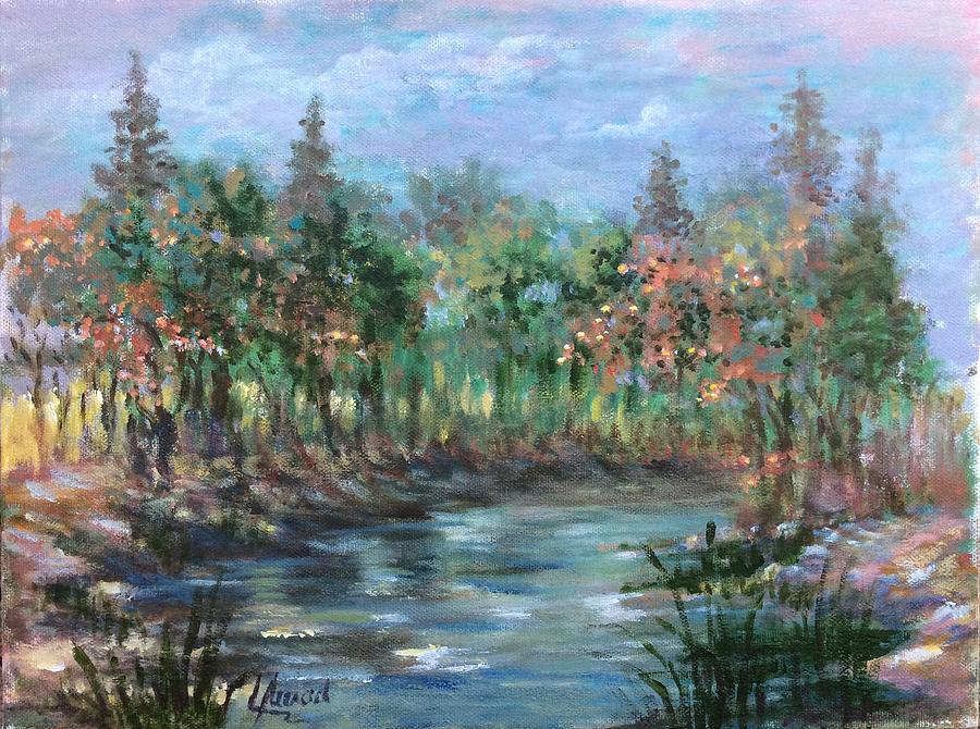 Floral Creek Painting by Laila Awad Jamaleldin
