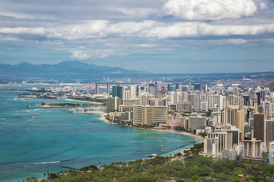 City Photograph - View Of Downtown Honolulu Waikiki by Lynn Wegener