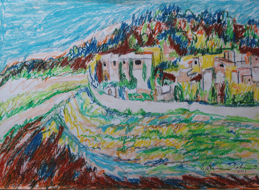 View of Ein Kerem Jerusalem Drawing by Esther Newman-Cohen