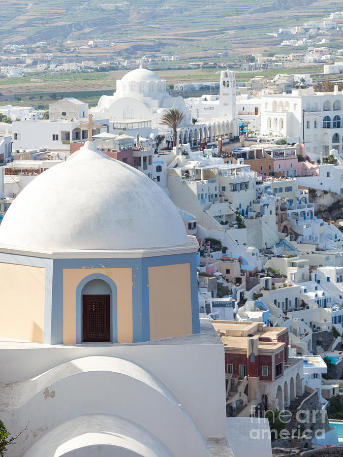 View of Fira with famous church Santorini Greece Photograph by Matteo Colombo