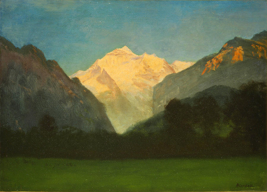 View of Glacier Park or Sunset on Peak Painting by Albert Bierstadt