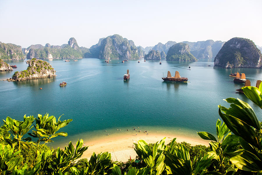 View of Halong Bay top of island Photograph by Alex Stoen