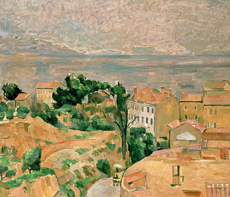 View of LEstaque Painting by Paul Cezanne