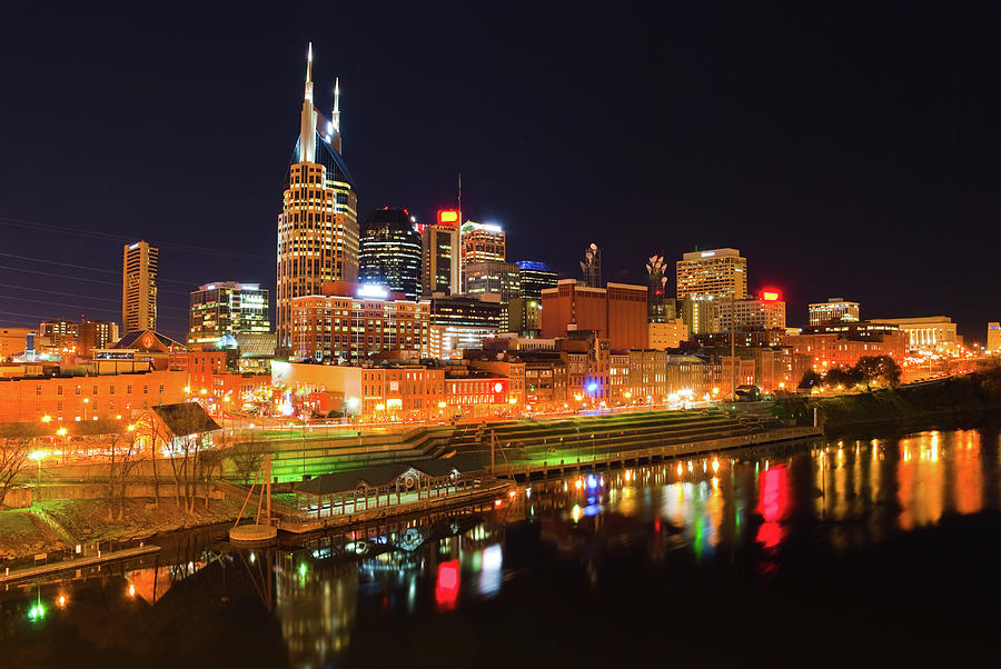 View Of Lit Nashville Skyline At Night Photograph by Davel5957