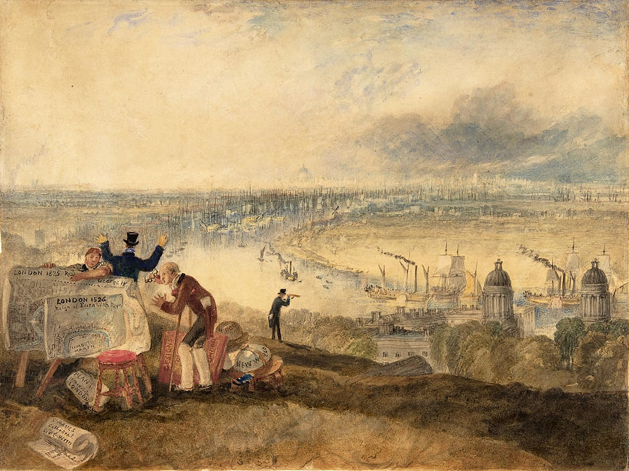 Joseph Mallord William Turner Drawing - View of London from Greenwich by Joseph Mallord William Turner