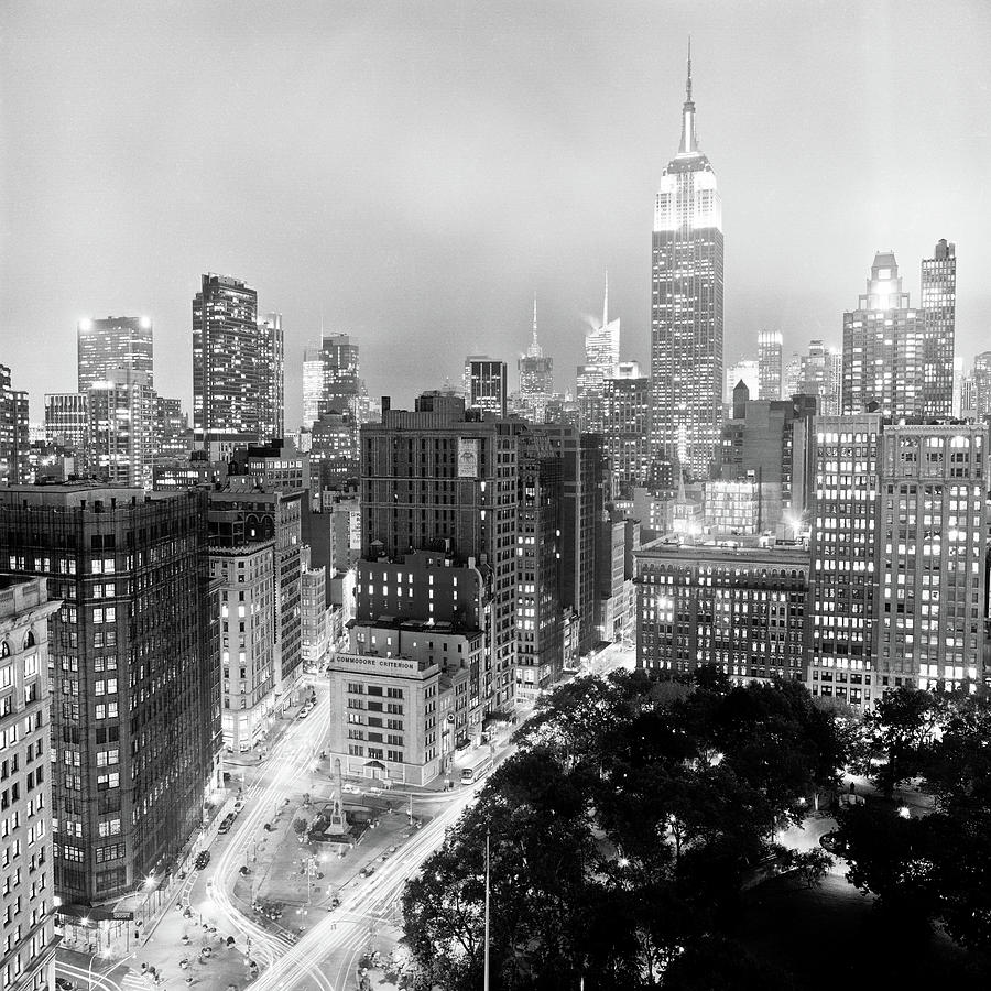 View Of Manhattan At Night Photograph by Adam Garelick