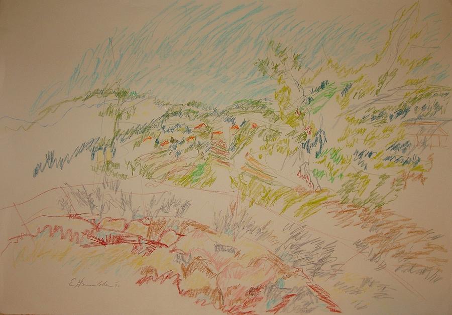 View of Mevaseret Zion Drawing by Esther Newman-Cohen