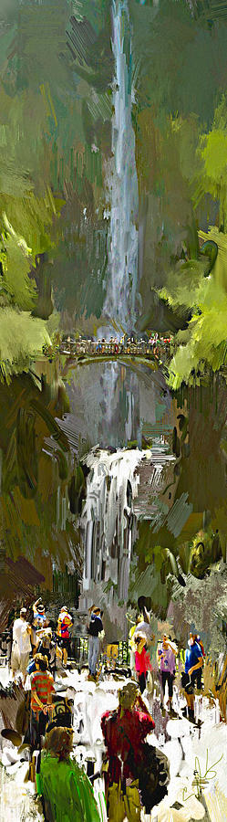 View of Multnomah Falls Digital Art by Dale Stillman