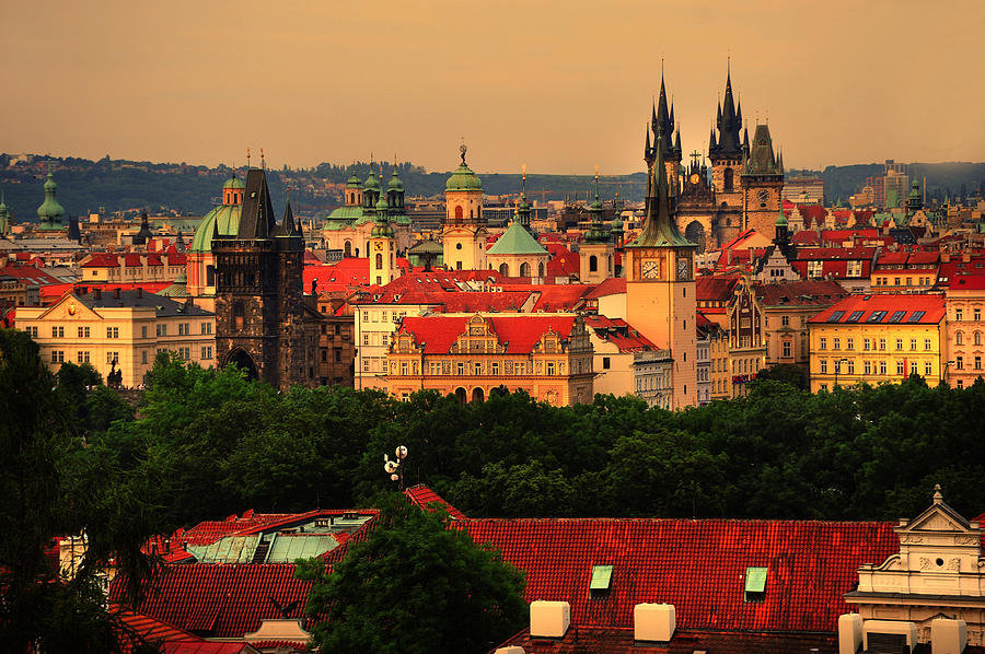 View of Old Prague from Petrin Hills Photograph by Jenny Rainbow