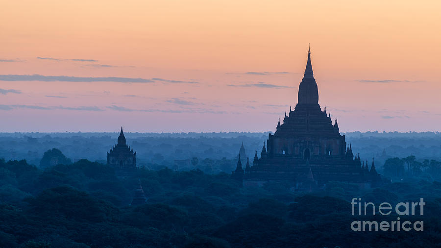 Architecture Photograph - View of pagoda in Bagan during sunrise by Natapong Paopijit