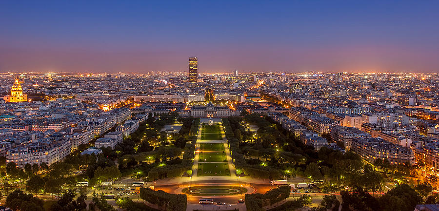 View of Paris city at night from the Eiffel tower Photograph by Pierre Leclerc Photography