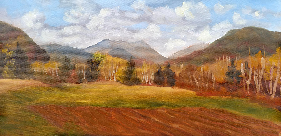 View of Pinkham Notch from Shartners Field Painting by Sharon E Allen