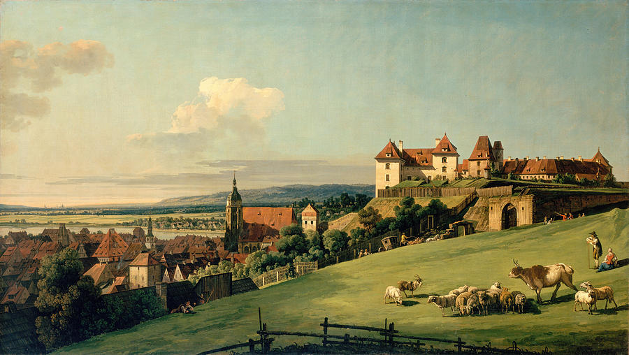 View of Pirna from the Sonnenstein Castle Painting by Bernardo Bellotto
