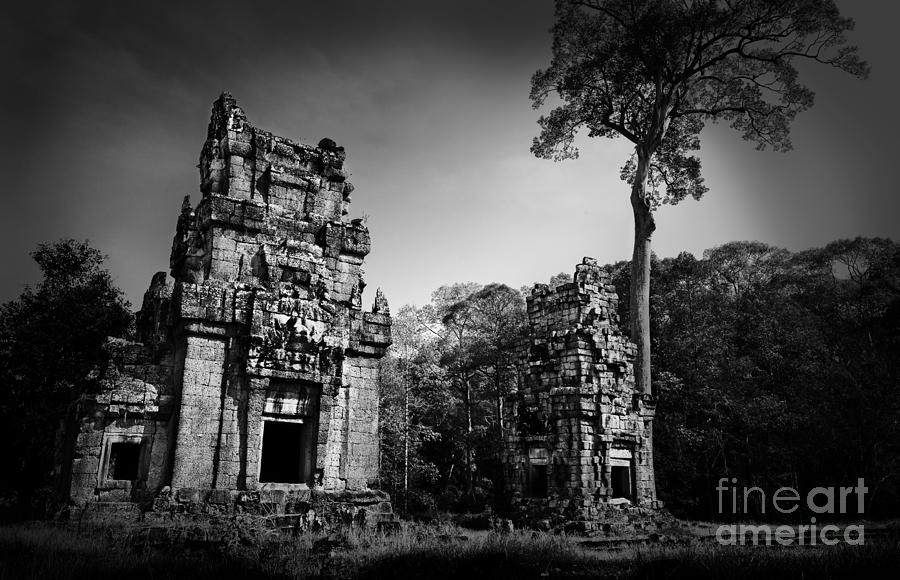 Black And White Photograph - View of Ruins in Black and White by Julian Cook