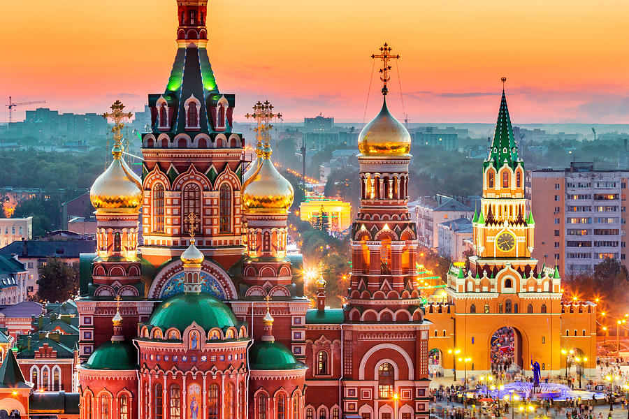 View of Russian City at Sunset Photograph by Mordolff