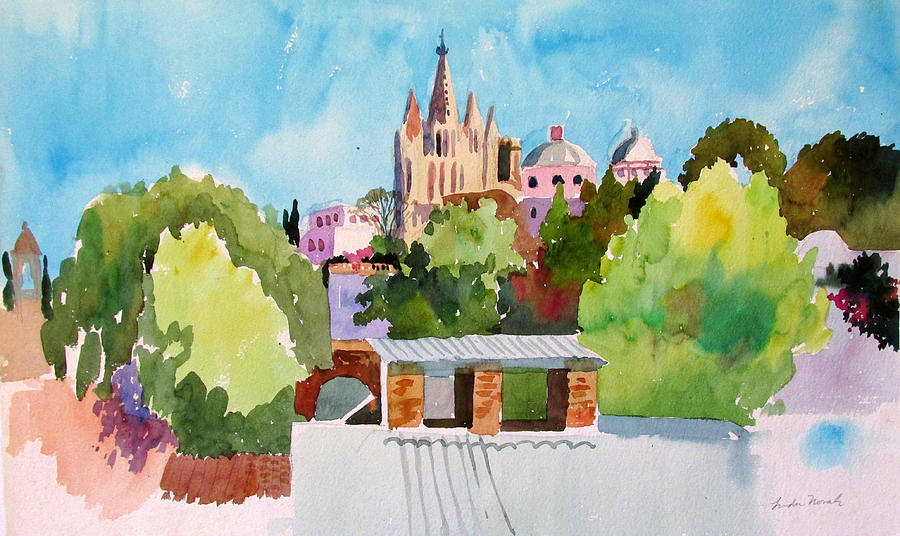 View Of San Miguel DAllende from the Instituto DAllende Painting by Linda Novick