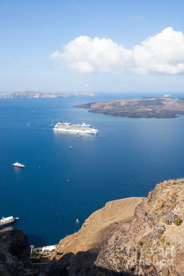 View of Santorini islands and cruise ship - Greece Photograph by Matteo Colombo