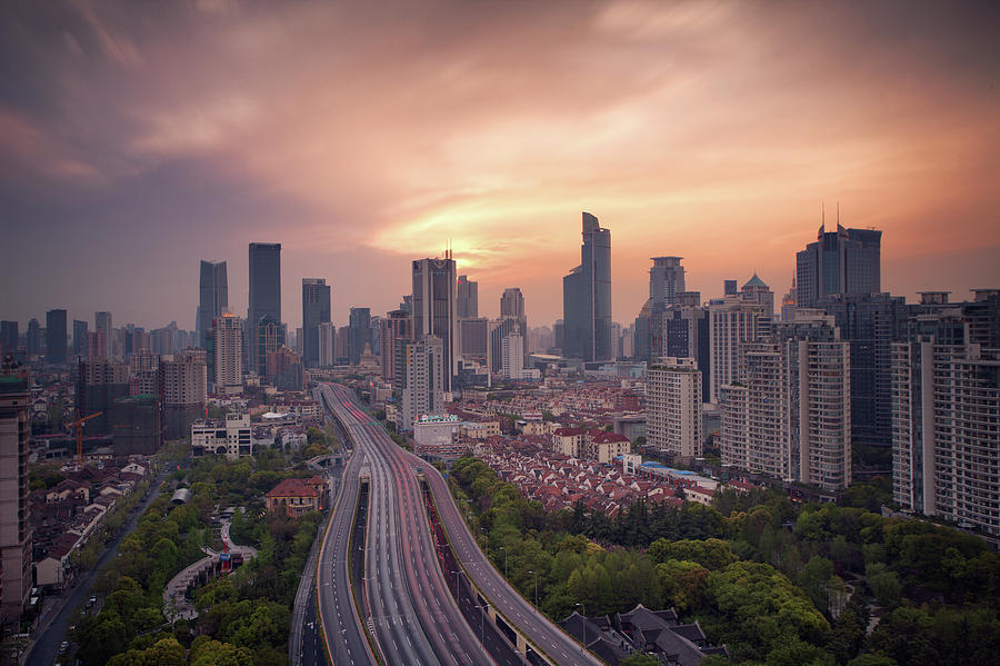 View Of Skyline In Shanghai Photograph by Blackstation - Fine Art America