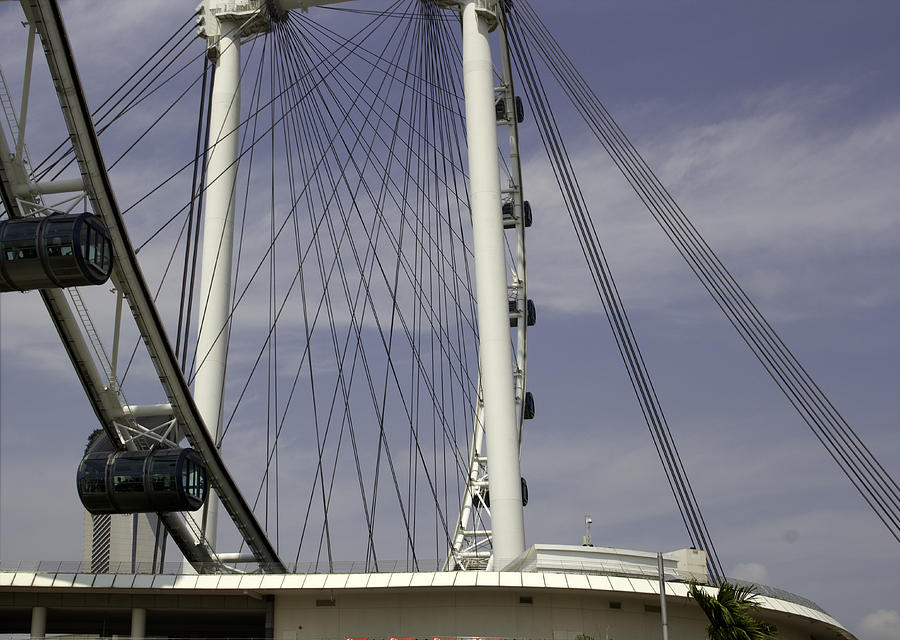 View of spokes of the Singapore Flyer along with the base section Photograph by Ashish Agarwal