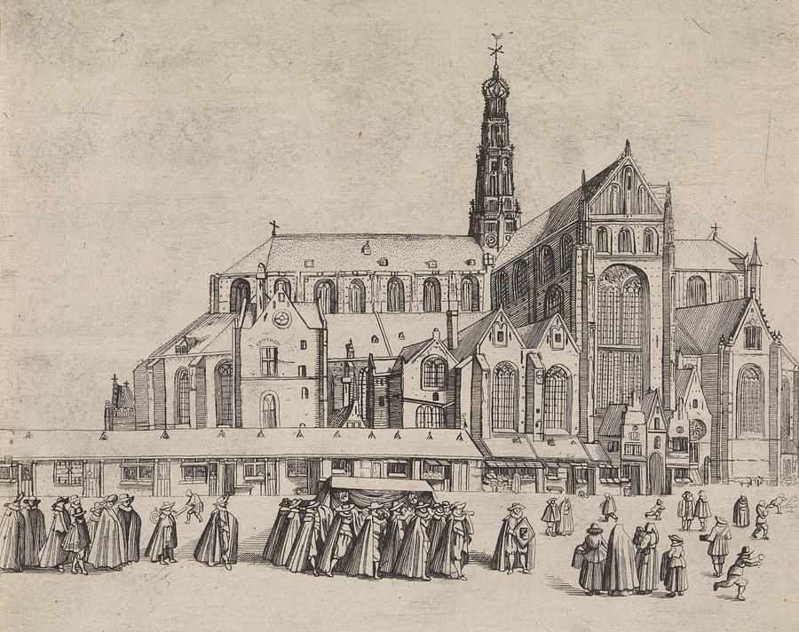 View Of St. Bavo Church, From The Southeast Drawing by Jan Van De Velde ...