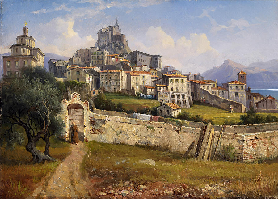 View of Subiaco Painting by Gustaf Wilhelm Palm