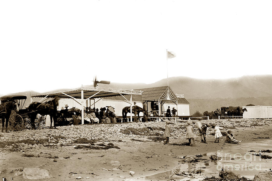 Beach Photograph - View of the beachfront Santa Barbara Bath House circa 1880 by Monterey County Historical Society