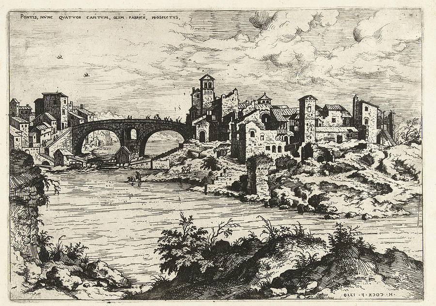 View Of The Bridge Of Fabricius In Rome, Italy Drawing by Artokoloro ...