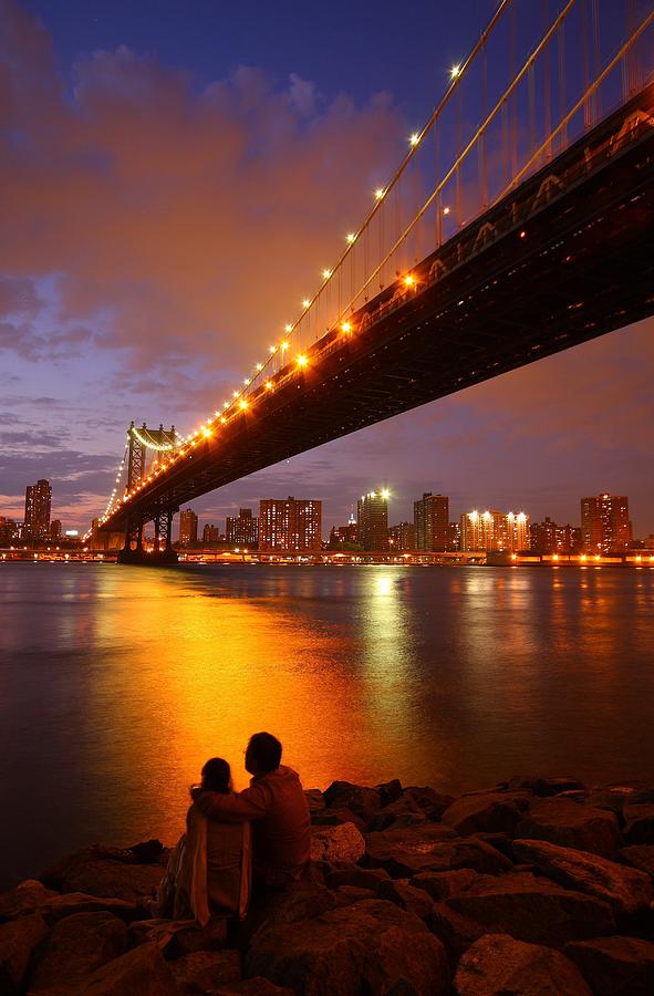 View of the Brooklyn Bridge at sunset Photograph by Jetson Nguyen