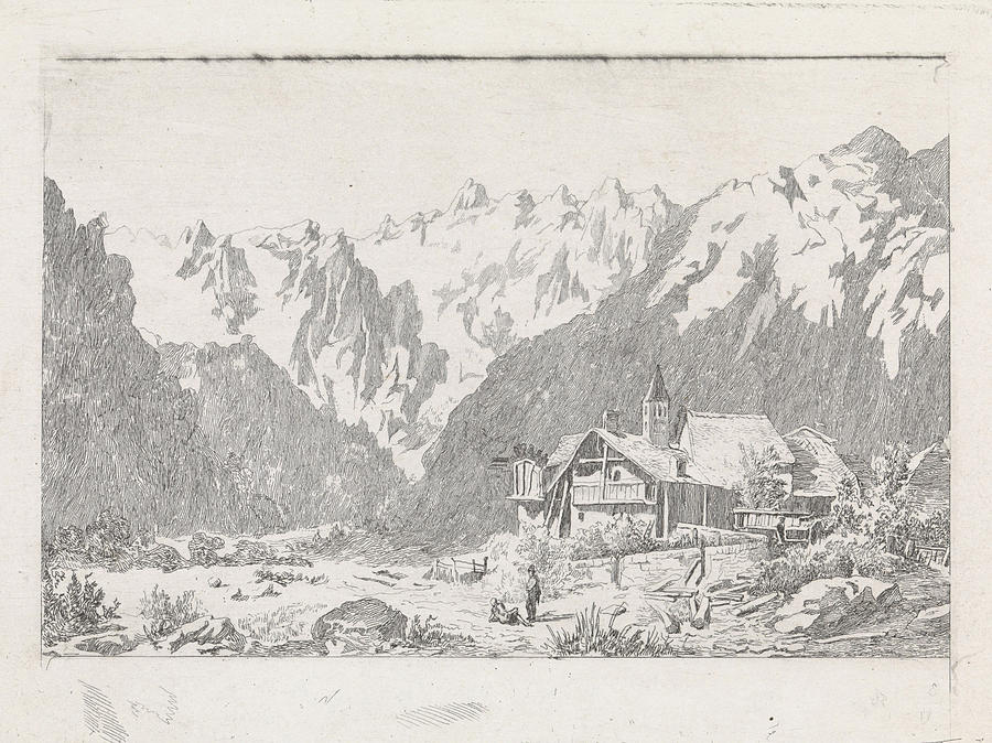 Mountain Drawing - View Of The Col Du Gant, David Van Der Kellen IIi by David Van Der Kellen (iii) And Marinus Van Raden