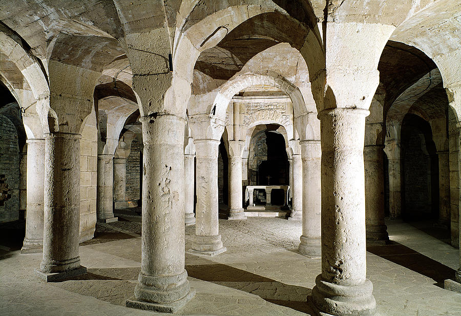 Romanesque Photograph - View Of The Crypt Photo by French School