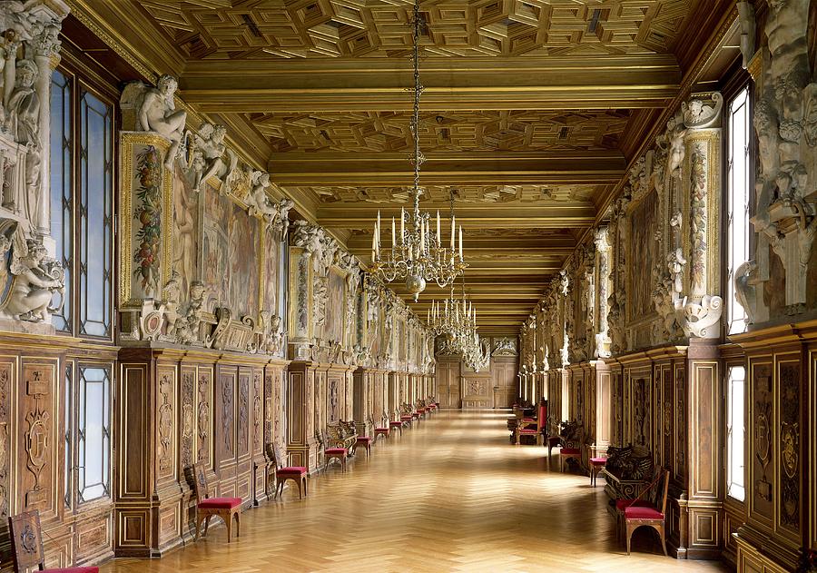 Parquet Photograph - View Of The Galerie Francois I by French School